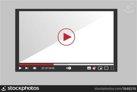 Video player for mobile applications and websites. Flat vector illustration template.