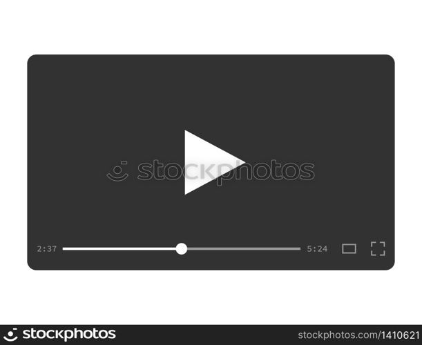 Video player for multimedia in flat design. Media player ui for movie and films. Template of web player with modern interface screen with progress bar. Video player mockup. Vector EPS 10