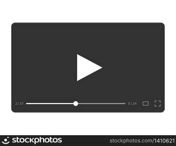 Video player for multimedia in flat design. Media player ui for movie and films. Template of web player with modern interface screen with progress bar. Video player mockup. Vector EPS 10