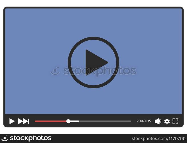 Video player for web, vector illustration. Video player for web, vector