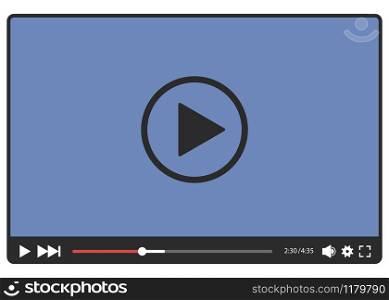 Video player for web, vector illustration. Video player for web, vector