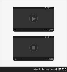 Video player for website and social media. Vector illustration