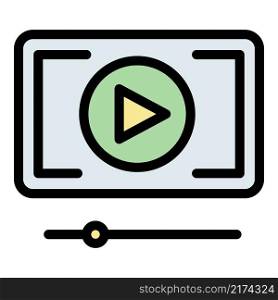 Video player icon. Outline video player vector icon color flat isolated. Video player icon color outline vector