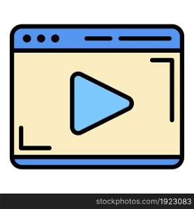 Video player icon. Outline video player vector icon color flat isolated on white. Video player icon color outline vector