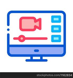 Video Player On Screen Icon Vector. Outline Video Player On Screen Sign. Isolated Contour Symbol Illustration. Video Player On Screen Icon Outline Illustration