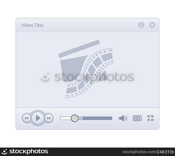 Video Player Skin isolated on white background