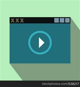 Video player, XXX adult icon in flat style on a light blue background. Video player, XXX adult icon, flat style