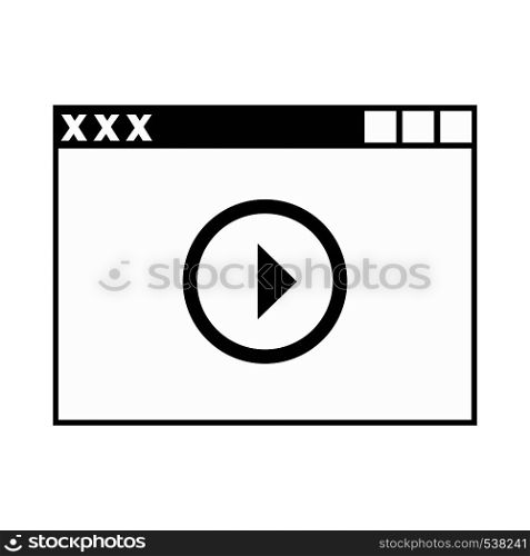 Video player, XXX adult icon in simple style on a white background. Video player, XXX adult icon, simple style