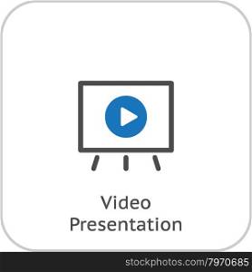 Video Presentation Icon. Business Concept. Flat Design.