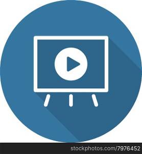 Video Presentation Icon. Business Concept. Flat Design.