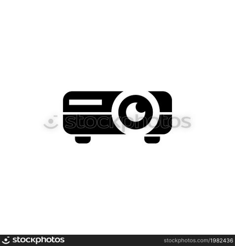 Video Projector. Flat Vector Icon illustration. Simple black symbol on white background. Video Projector sign design template for web and mobile UI element. Video Projector Flat Vector Icon