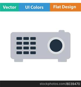 Video projector icon. Flat color design. Vector illustration.