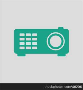Video projector icon. Gray background with green. Vector illustration.
