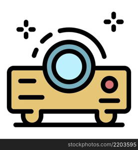 Video projector icon. Outline video projector vector icon color flat isolated. Video projector icon color outline vector