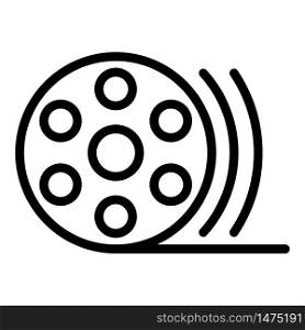 Video reel icon. Outline video reel vector icon for web design isolated on white background. Video reel icon, outline style