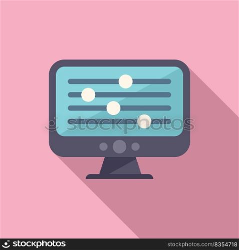 Video security control icon flat vector. Server remote. Screen work. Video security control icon flat vector. Server remote