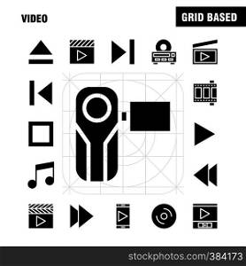 Video Solid Glyph Icon Pack For Designers And Developers. Icons Of Director, Entertainment, Movie, Video, Film, Movie, Video, Multimedia, Vector