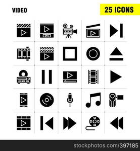 Video Solid Glyph Icon Pack For Designers And Developers. Icons Of Director, Entertainment, Movie, Video, Film, Movie, Video, Multimedia, Vector