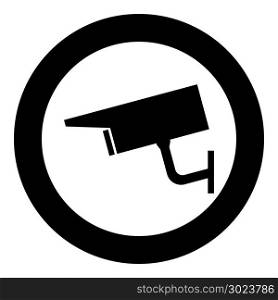 Video surveillance icon black color in circle or round vector illustration