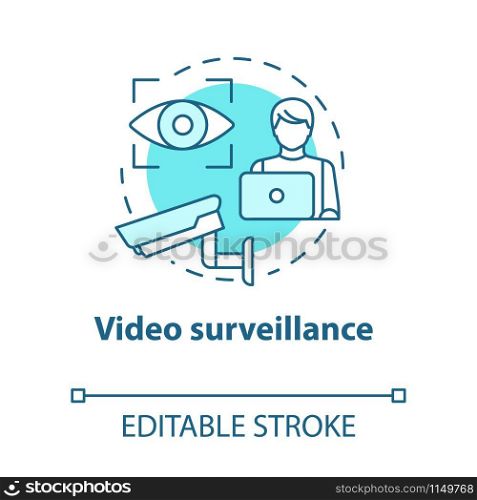 Video surveillance turquoise concept icon. Smart house security system idea thin line illustration. Protection technology for apartment. Vector isolated outline drawing. Editable stroke