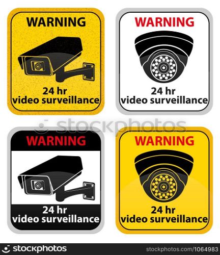 video surveillance warning sign vector illustration isolated on white background