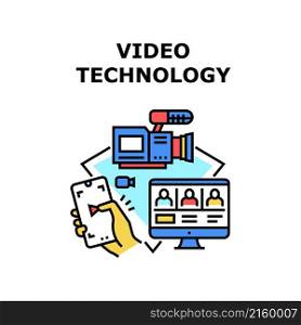 Video Technology web screen. internet concept. computer conference. business call. mobile people vector concept color illustration. Video Technology icon vector illustration