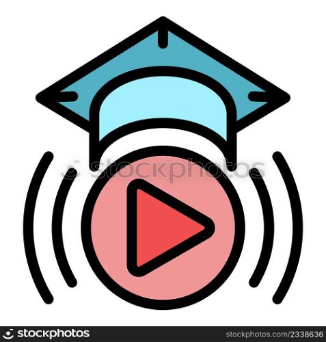 Video training icon. Outline video training vector icon color flat isolated. Video training icon color outline vector
