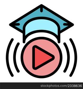 Video training icon. Outline video training vector icon color flat isolated. Video training icon color outline vector