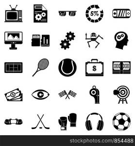 Video transmission icons set. Simple set of 25 video transmission vector icons for web isolated on white background. Video transmission icons set, simple style