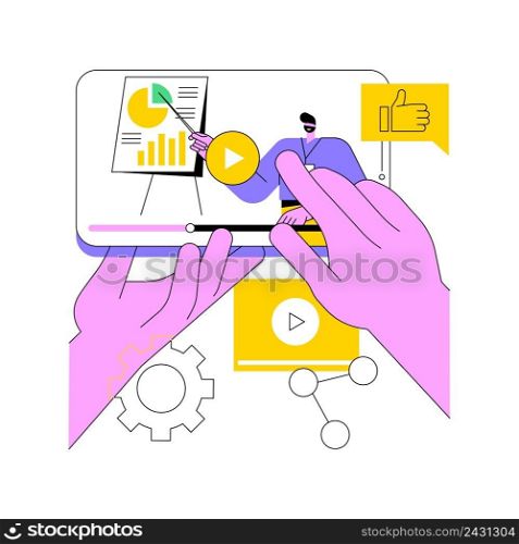 Video tutorial abstract concept vector illustration. Web education, video blog, online courses training, elearning tutorial, blogger influencer, recording watching webinar abstract metaphor.. Video tutorial abstract concept vector illustration.