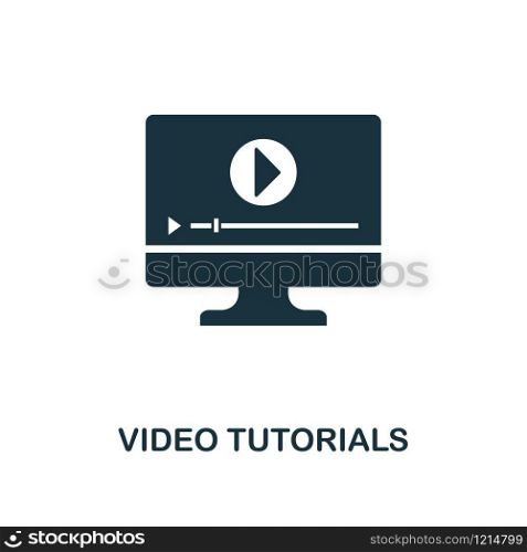 Video Tutorials creative icon. Simple element illustration. Video Tutorials concept symbol design from online education collection. Can be used for web, mobile, web design, apps, software, print. Video Tutorials creative icon. Simple element illustration. Video Tutorials concept symbol design from online education collection. Objects for mobile, web design, apps, software, print.