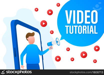 Video tutorials icon concept. Study and learning background, distance education and knowledge growth. Video conference and webinar. Video tutorials icon concept. Study and learning background, distance education and knowledge growth. Video conference and webinar.