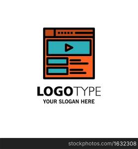 Video, Video Player, Web, Website Business Logo Template. Flat Color