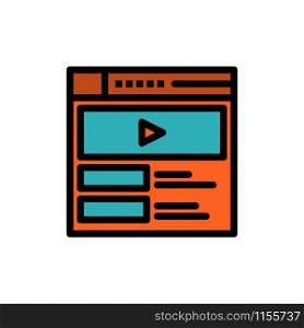 Video, Video Player, Web, Website Flat Color Icon. Vector icon banner Template