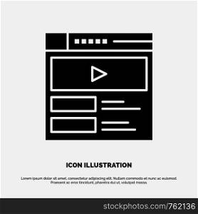 Video, Video Player, Web, Website solid Glyph Icon vector