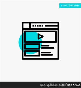 Video, Video Player, Web, Website turquoise highlight circle point Vector icon
