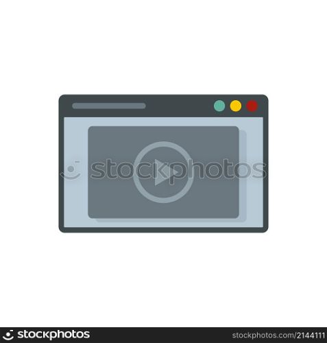 Video web page icon. Flat illustration of video web page vector icon isolated on white background. Video web page icon flat isolated vector