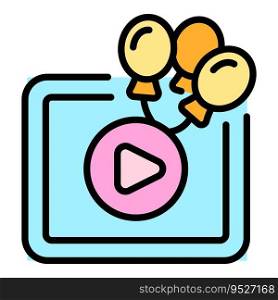Video wedding icon outline vector. Event ceremony. Planner special color flat. Video wedding icon vector flat