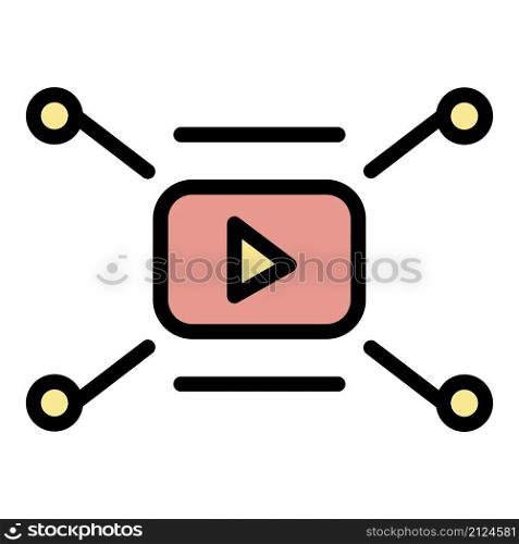 Video with footnotes icon. Outline video with footnotes vector icon color flat isolated. Video with footnotes icon color outline vector