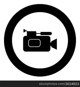 Videocamera icon black color in circle. Videocamera icon black color in circle vector illustration isolated