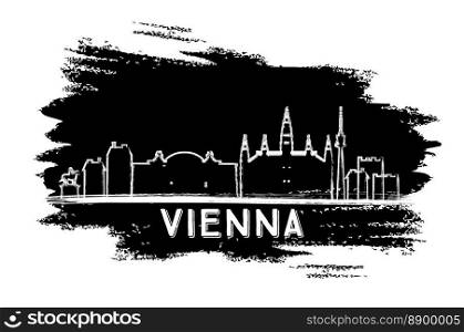 Vienna Skyline Silhouette. Hand Drawn Sketch. Vector Illustration. Business Travel and Tourism Concept with Modern Architecture. Image for Presentation Banner Placard and Web Site.