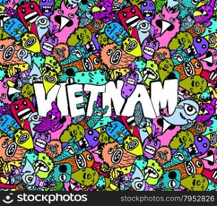 vietnam doodle hipster colorful background