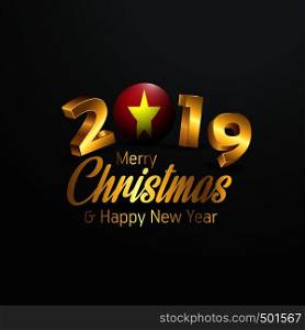 Vietnam Flag 2019 Merry Christmas Typography. New Year Abstract Celebration background