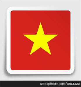 Vietnam flag icon on paper square sticker with shadow. Button for mobile application or web. Vector