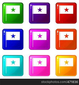 Vietnam flag icons of 9 color set isolated vector illustration. Vietnam flag icons 9 set