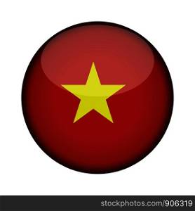 vietnam Flag in glossy round button of icon. vietnam emblem isolated on white background. National concept sign. Independence Day. Vector illustration.