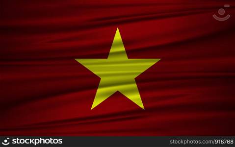 Vietnam flag vector. Vector flag of Vietnam blowig in the wind. EPS 10.
