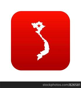 Vietnam map icon digital red for any design isolated on white vector illustration. Vietnam map icon digital red