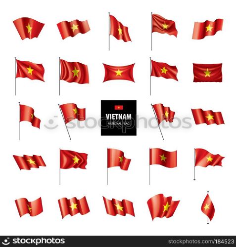 Vietnam national flag, vector illustration on a white background. Vietnam flag, vector illustration on a white background
