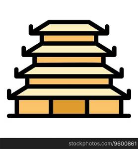 Vietnam pagoda icon outline vector. Japan temple. Tree style color flat. Vietnam pagoda icon vector flat